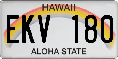 HI license plate EKV180