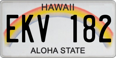 HI license plate EKV182