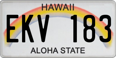 HI license plate EKV183