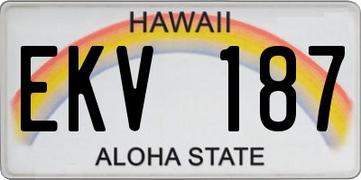 HI license plate EKV187