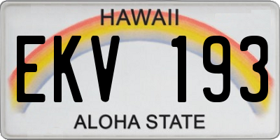 HI license plate EKV193
