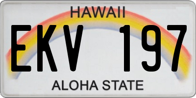 HI license plate EKV197
