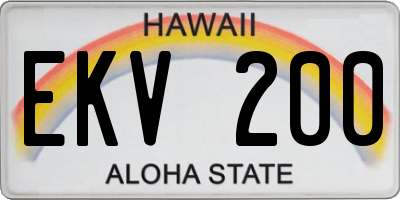 HI license plate EKV200