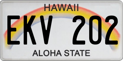 HI license plate EKV202