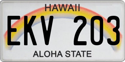 HI license plate EKV203