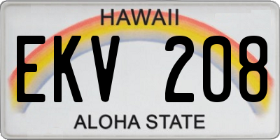 HI license plate EKV208