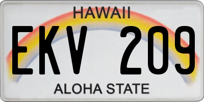 HI license plate EKV209