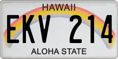 HI license plate EKV214