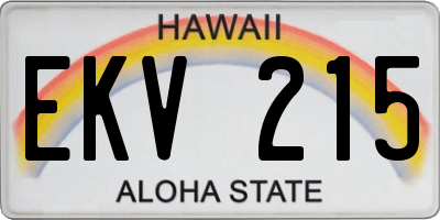 HI license plate EKV215