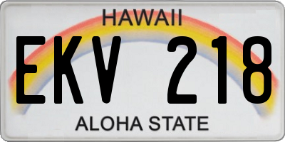 HI license plate EKV218