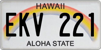 HI license plate EKV221