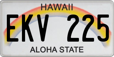 HI license plate EKV225