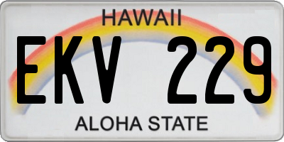 HI license plate EKV229