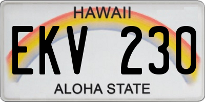 HI license plate EKV230