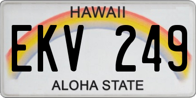 HI license plate EKV249