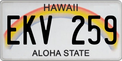 HI license plate EKV259