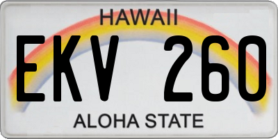 HI license plate EKV260
