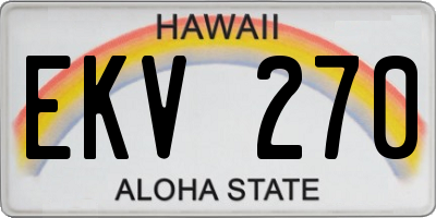 HI license plate EKV270