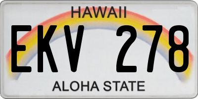 HI license plate EKV278