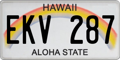 HI license plate EKV287