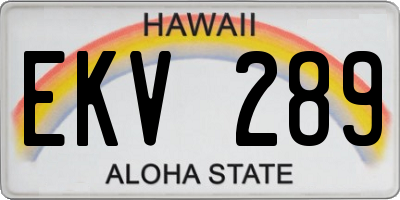 HI license plate EKV289