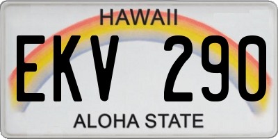 HI license plate EKV290