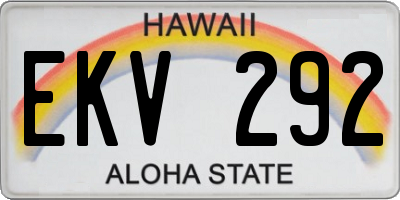 HI license plate EKV292
