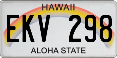 HI license plate EKV298