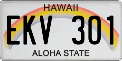 HI license plate EKV301