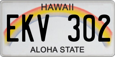 HI license plate EKV302