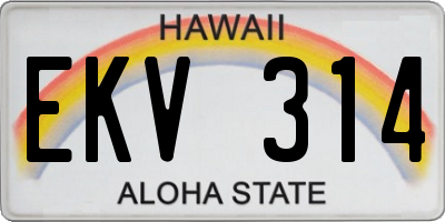 HI license plate EKV314
