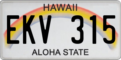 HI license plate EKV315