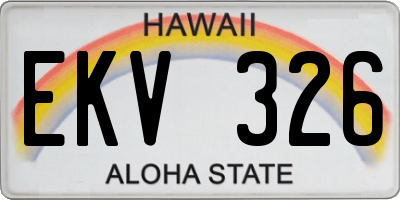 HI license plate EKV326