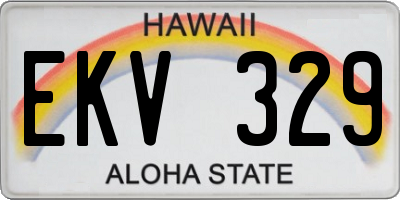 HI license plate EKV329