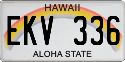 HI license plate EKV336
