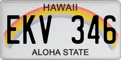 HI license plate EKV346