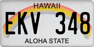 HI license plate EKV348
