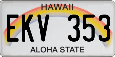 HI license plate EKV353