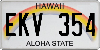 HI license plate EKV354