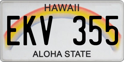 HI license plate EKV355
