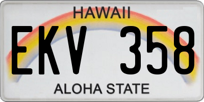 HI license plate EKV358