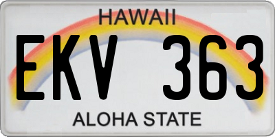 HI license plate EKV363