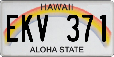 HI license plate EKV371