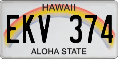 HI license plate EKV374