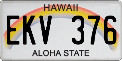 HI license plate EKV376