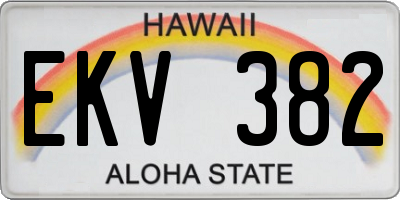 HI license plate EKV382