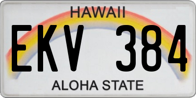 HI license plate EKV384