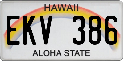 HI license plate EKV386