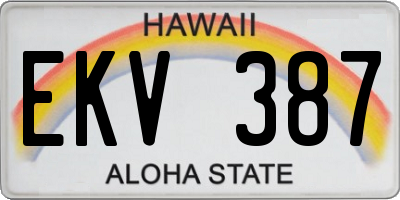 HI license plate EKV387