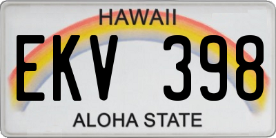HI license plate EKV398